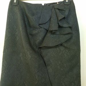 Elie Tahari black lace Skirt, front ruffle Sz 0